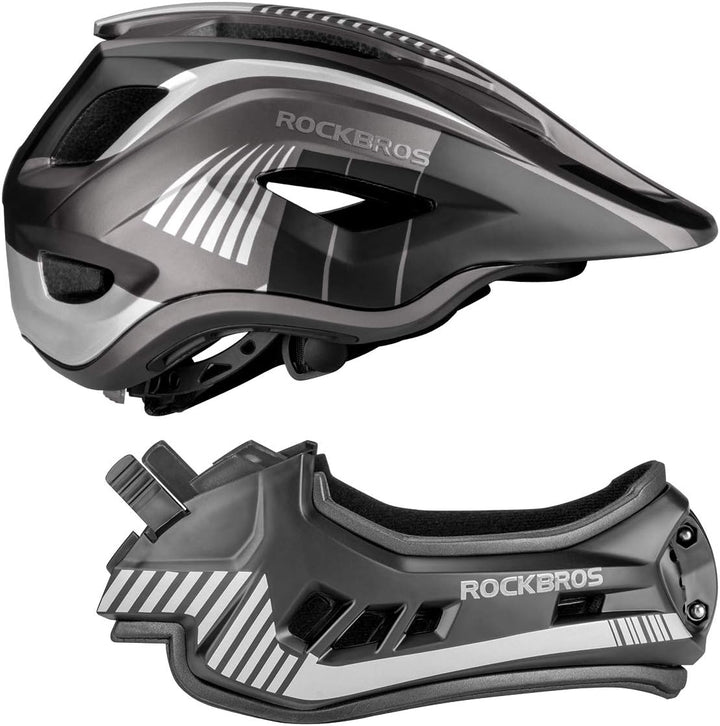 ROCKBROS Kinderhelm Integriert Fahrradhelm Kinder Jugend Fullface Helm mit Abnehmbarem Kinnschutz BM