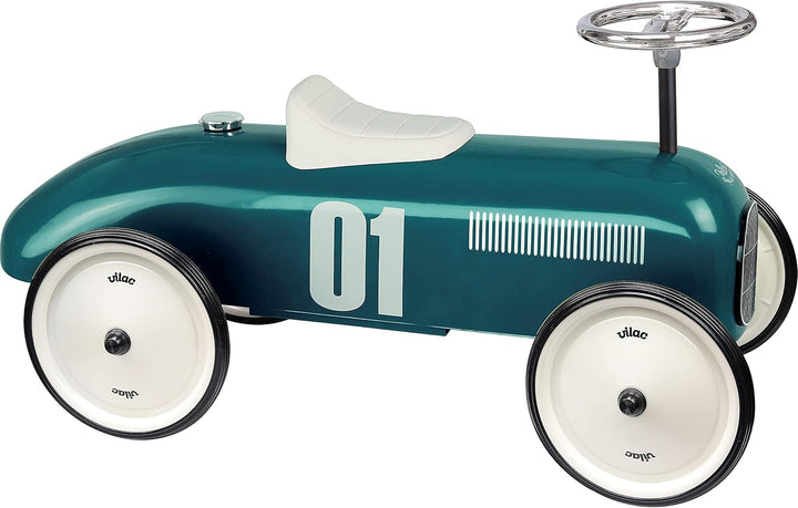 Vilac - Autoträger Vintage – Blau – Spielzeug für Kinder oder Heimdekoration – Lenkrad – aus Metall