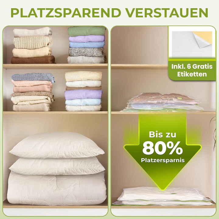 NORDIC® - Vakuumbeutel 6x Grösse M (70x50cm) - BPA Frei - Vakuumbeutel für Kleidung,Kissen etc. - Va