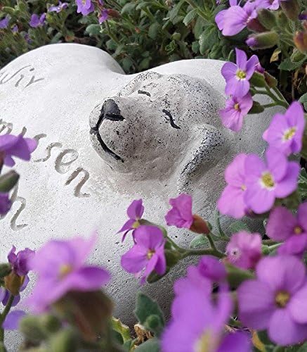 Radami Grabherz Hund Spruch - Wir vermissen Dich - Grabschmuck Dekoherz Steinguss Herz 071