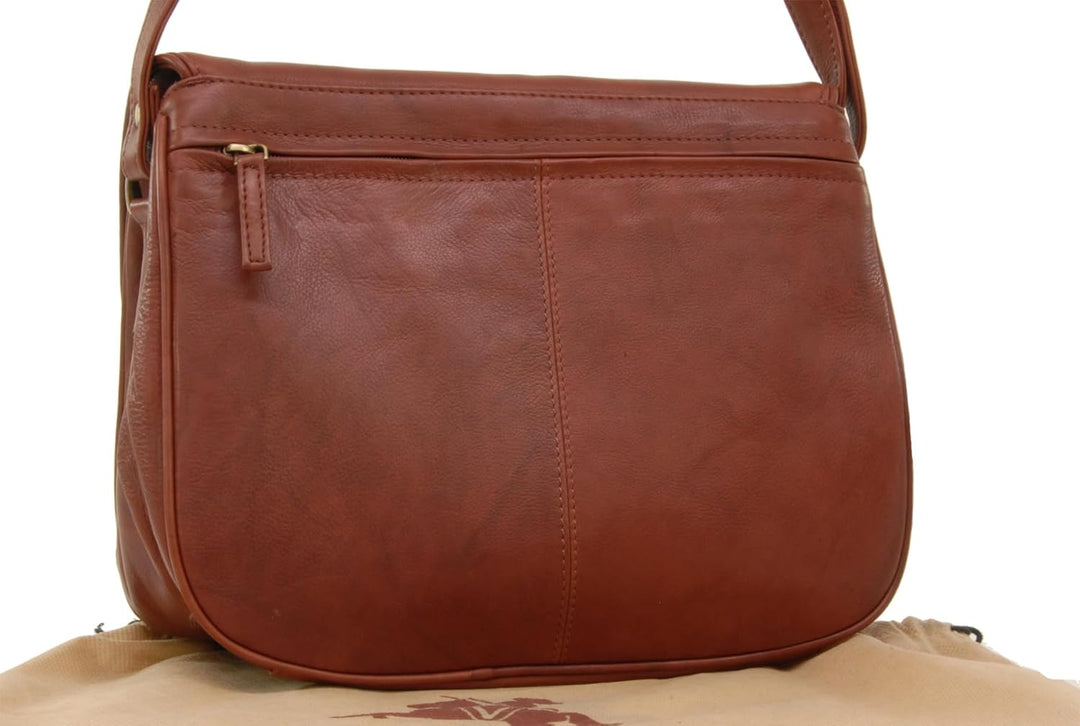 VISCONTI - Damen Leder Umhängetasche - Handtasche Mittelgross - Crossbody Bag Für Notizbuch A5 - Ver