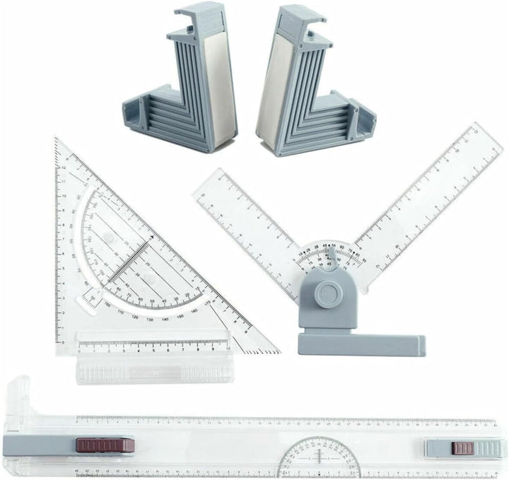 A3 Zeichenbrett 51×37cm – Verstellbarer Zeichenwinkel, Profi-Zeichenplatte mit Schiebelineal, T-Quad