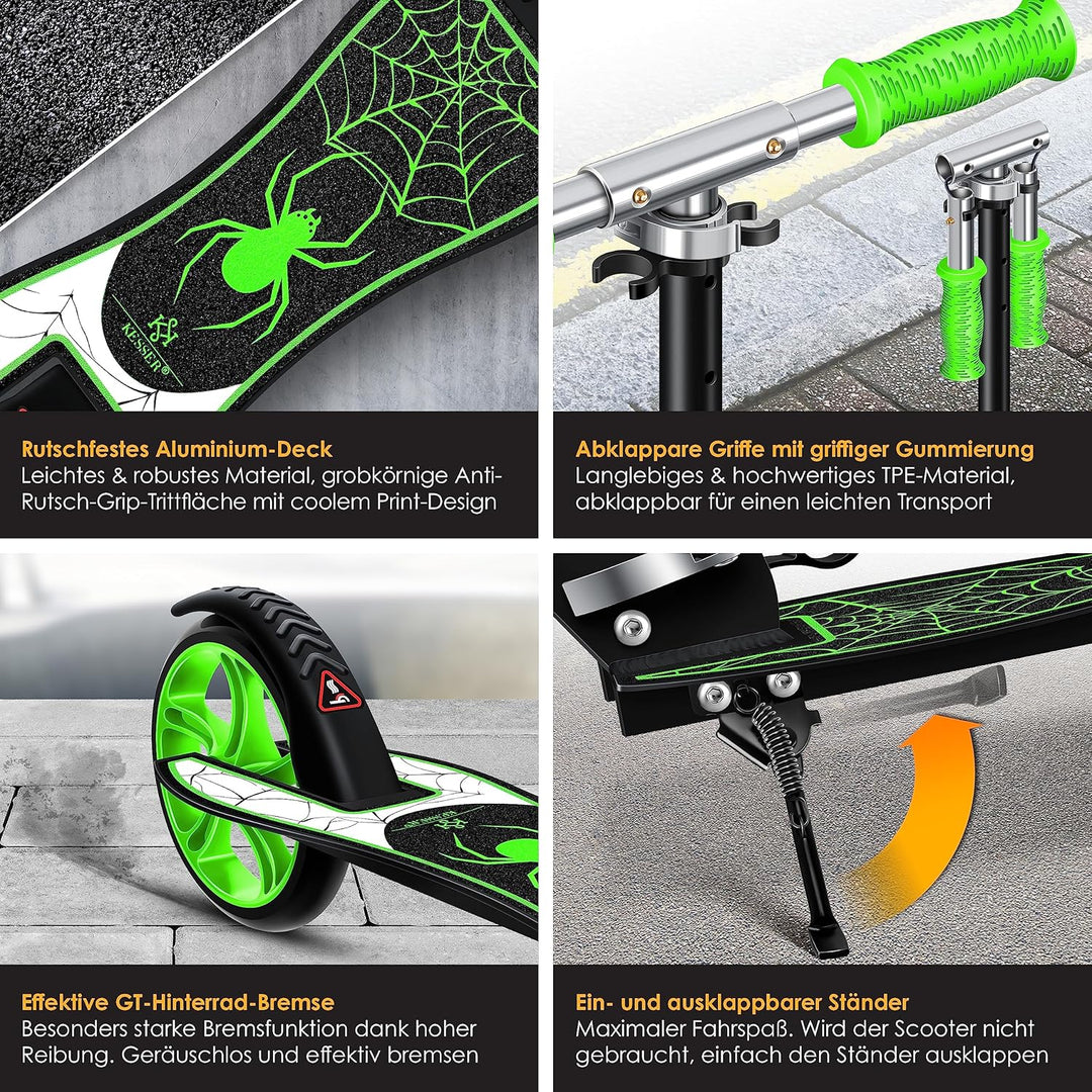 KESSER® Scooter Roller Kinderroller Cityroller Tretroller Kickroller Kickscooter 1. Spider (Green),