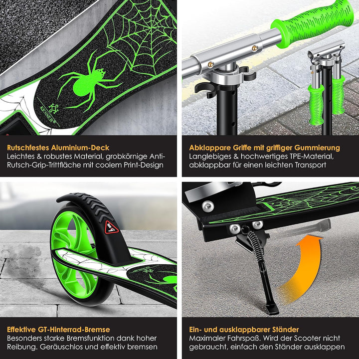 KESSER® Scooter Roller Kinderroller Cityroller Tretroller Kickroller Kickscooter 1. Spider (Green),