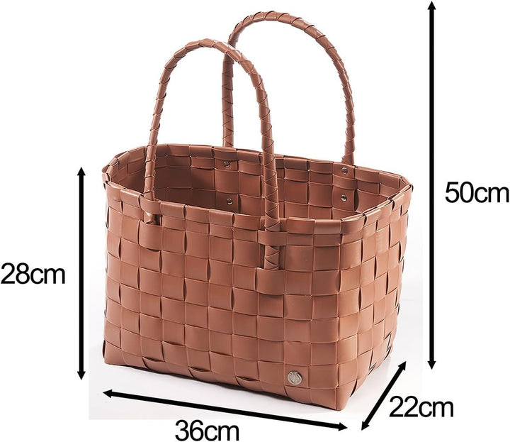 Koblo Tasche Einkaufskorb geflochten Kunststoff Shopper - Toffee XXL - braun