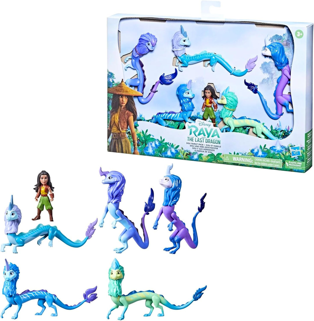 Disney Princess Raya und der letzte Drache – Familienpackung Sisu, 5 Drachen und Raya-Puppe, für Kin