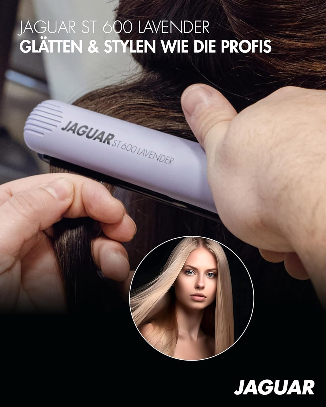 JAGUAR Glätteisen ST 600 Lavender | Profi Haarglätter mit stufenloser Temperatureinstellung | Inkl.