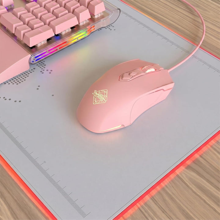 Lomiluskr AJ52 Gaming-Maus, kabelgebunden, 7 programmierbare Tasten, Computermäuse mit RGB-LED-Hinte