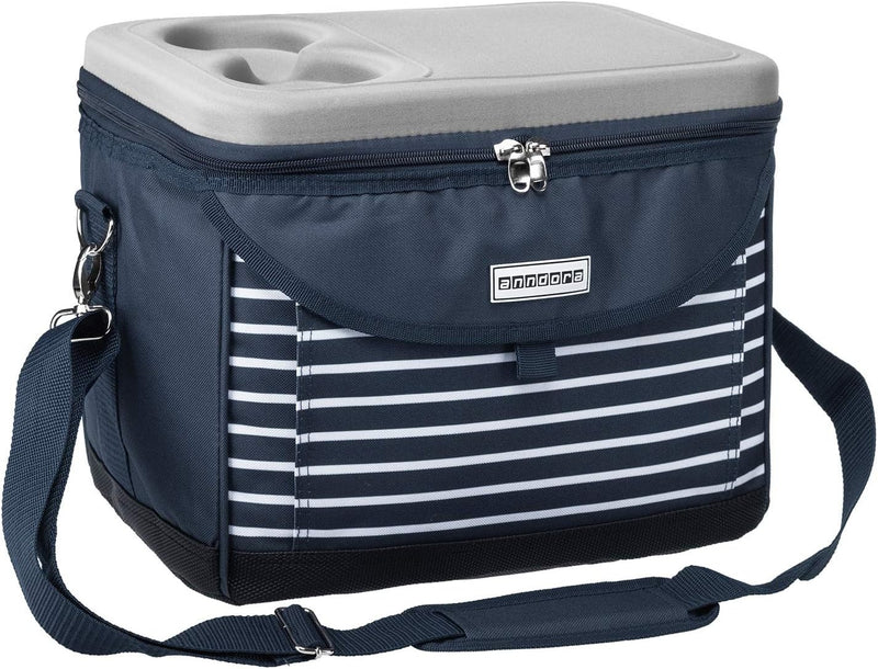 anndora Kühltasche 22 L Picknick Kühlbox 35 x 24 x 27 cm - Farbauswahl navy blau weiss, navy blau we