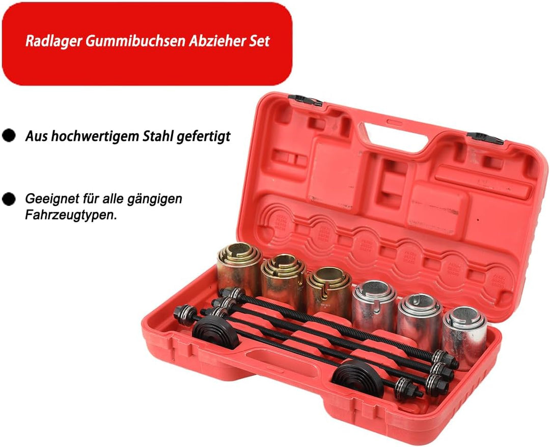 27tlg Silentlager Werkzeug Abzieher Satz Gummibuchsen Buchsen Achslager Montage Demontage Lager Gumm