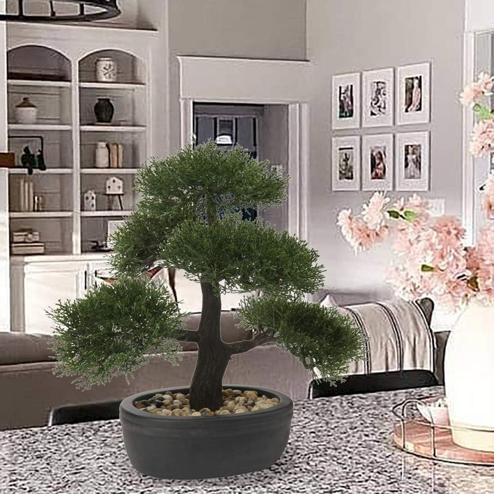 Briful Kunstbonsai Naturgetreue Künstliche Pflanze Kunstbaum Bonsai Zeder Kiefer Podocarpus Plastik