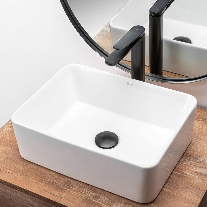 VBChome Waschbecken 41 x 31 cm klein rechteckiges Waschbecken Keramik Waschtisch Handwaschbecken AUF