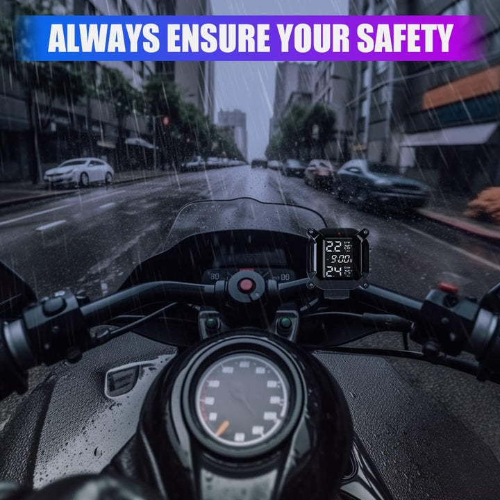 ESLOYSUN Motorrad Drahtloses Reifendruckkontrollsystem, USB wiederaufladbares TPMS für Motorräder mi