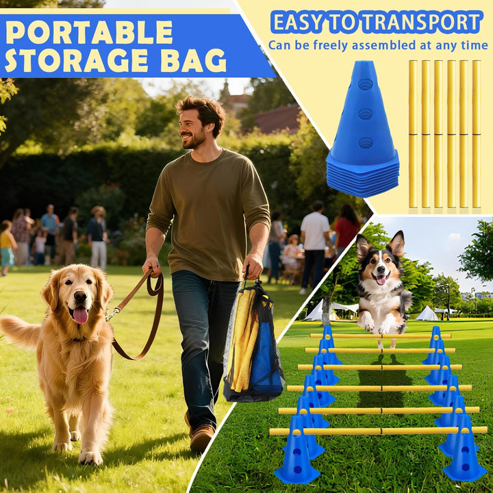 5er Sports Steckhürdenset Cavaletti Agility Set Hunde Hürden Steckhürdenset 10 Kegel 23cm + 5 Stange
