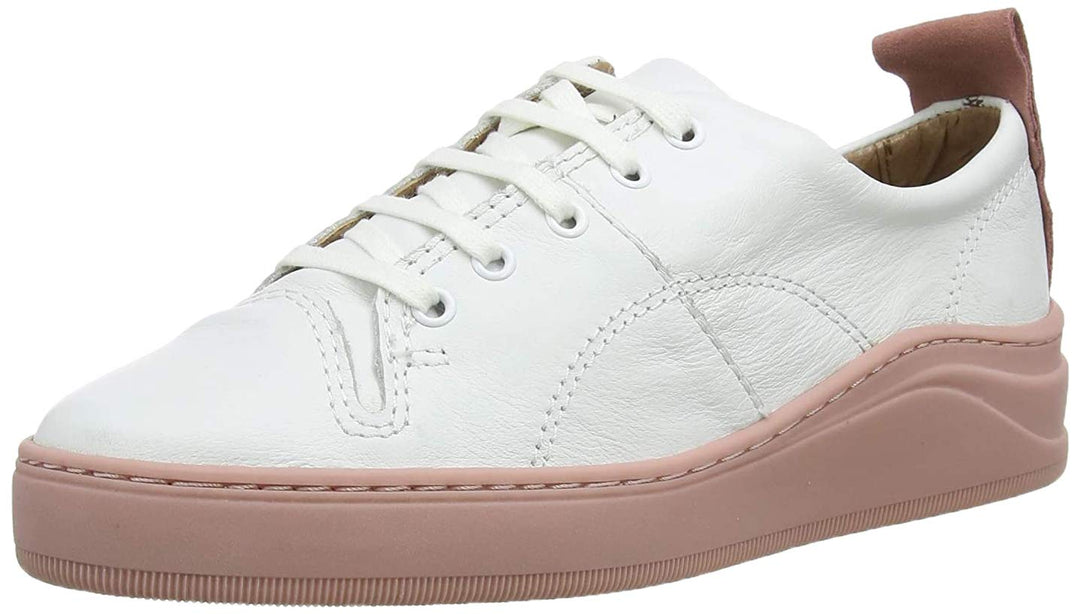 Hudson Mädchen Sierra Leather Sneaker, Weiss Weiss Pink 50, 35 EU