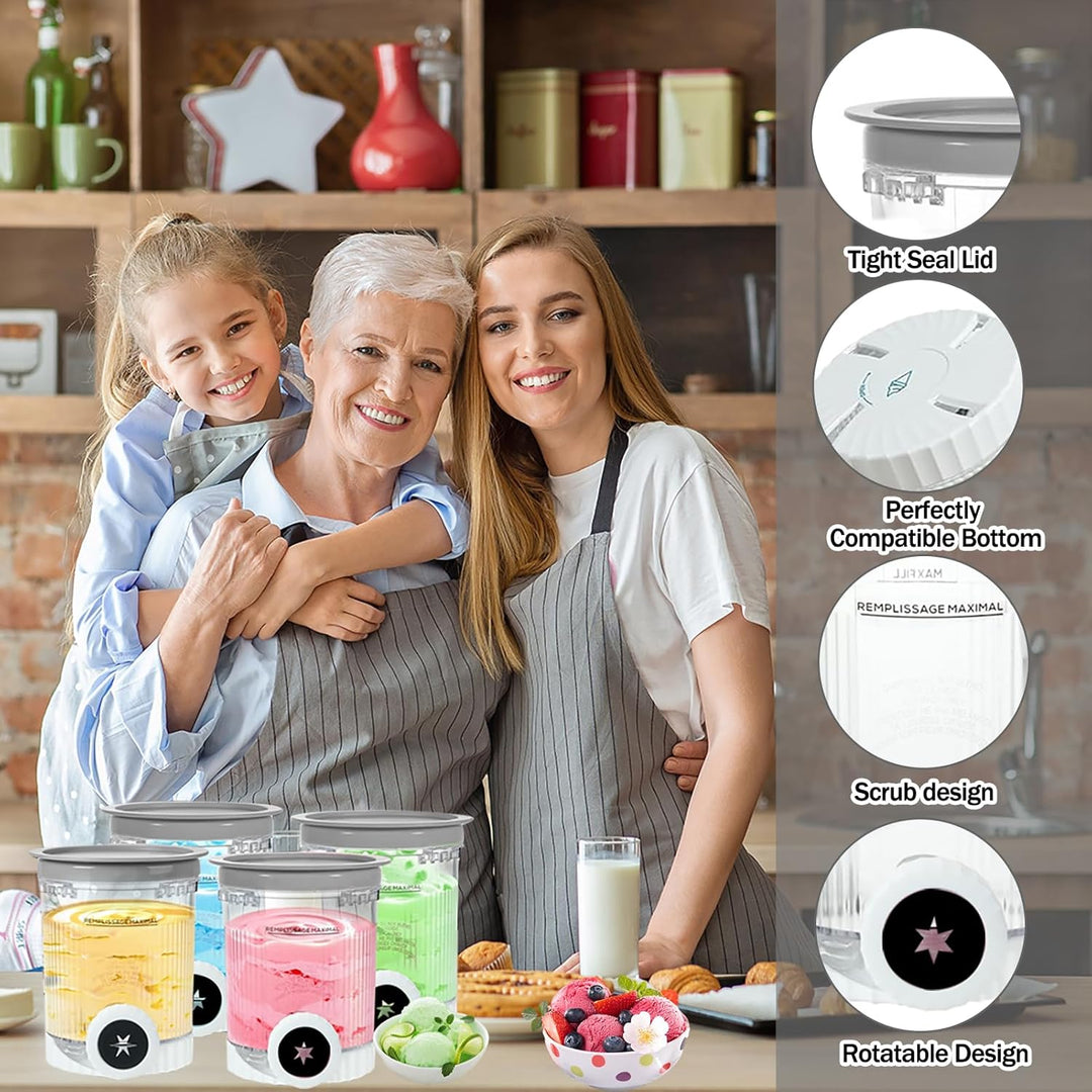 4 Stück Ersatz für Ninja Creami Swirl Behälter NC701EU 480ML BPA-Frei und Spülmaschinenfest Becher k