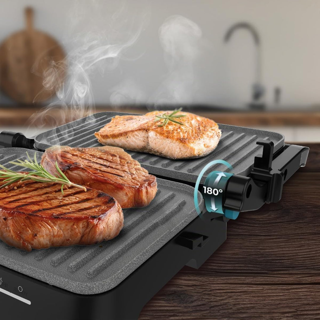 Cecotec Rock'nGrill 2000 Elektrogrill mit offenem Grill, 2000W, Öffnung 180°, Antihaftbeschichtung,
