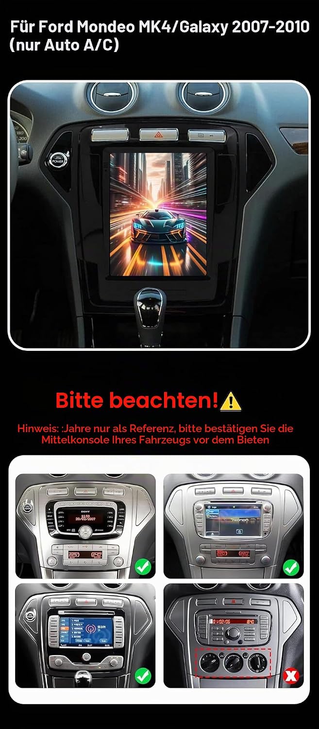 [2G+64G] BXLIYER 9.7 Zoll Autoradio für Ford Mondeo MK4 (2007-2010) GPS Navi - Wireless CarPlay Andr