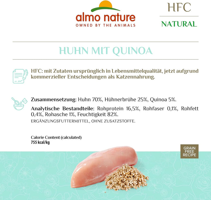 Almo Nature – HFC Natural – Huhn mit Quinoa – Nassfutter für ausgewachsene Katzen, 24 Packungen à 70
