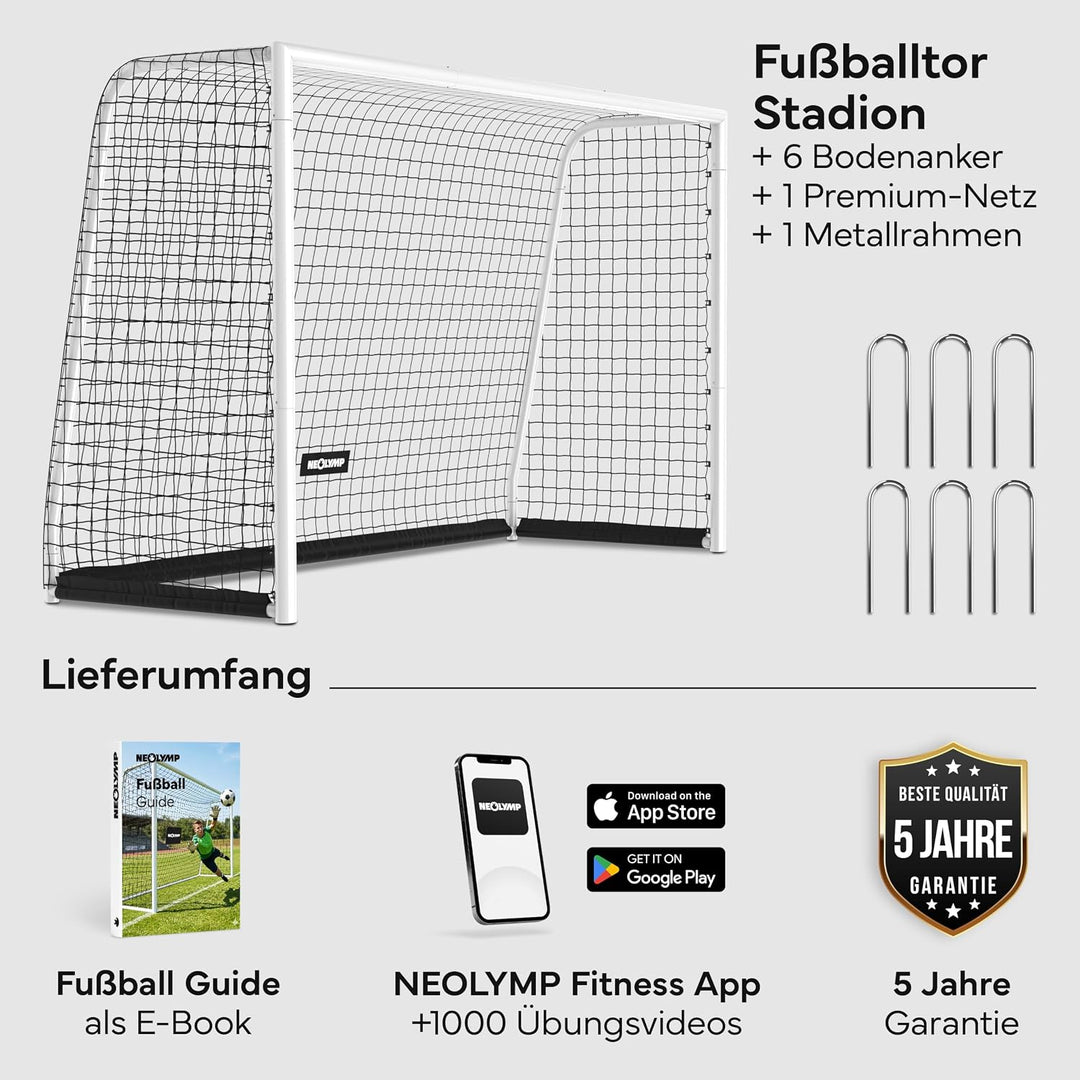 NEOLYMP Fussballtor für Garten – Robustes Stadion-Tor aus Metall, korrosionsgeschützt – Wetterfestes