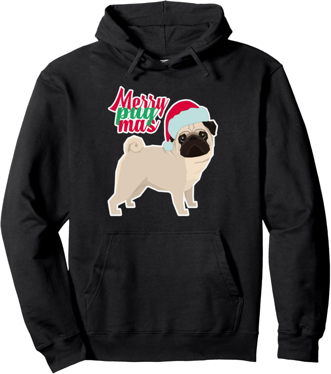 Frohe Pugmas Lustiger Mops, lustiger Weihnachtsmann Pullover Hoodie