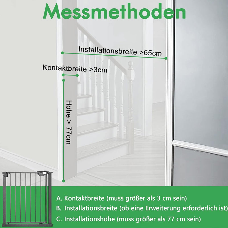 UISEBRT Türschutzgitter Ohne Bohren Treppenschutzgitter für Kinder 105-115cm breit, Auto-Close Baby