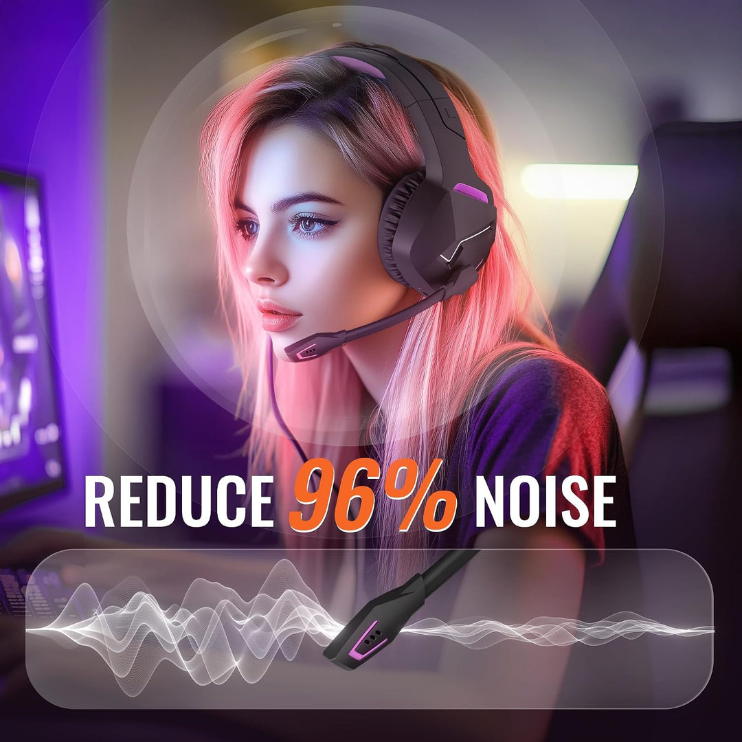 BINNUNE Gaming Headset, Wireless Headset für PS4 PS5 PC PlayStation 4 5, Gaming Kopfhörer mit Mikrof