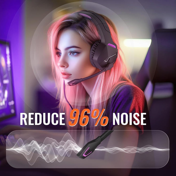 BINNUNE Gaming Headset, Wireless Headset für PS4 PS5 PC PlayStation 4 5, Gaming Kopfhörer mit Mikrof