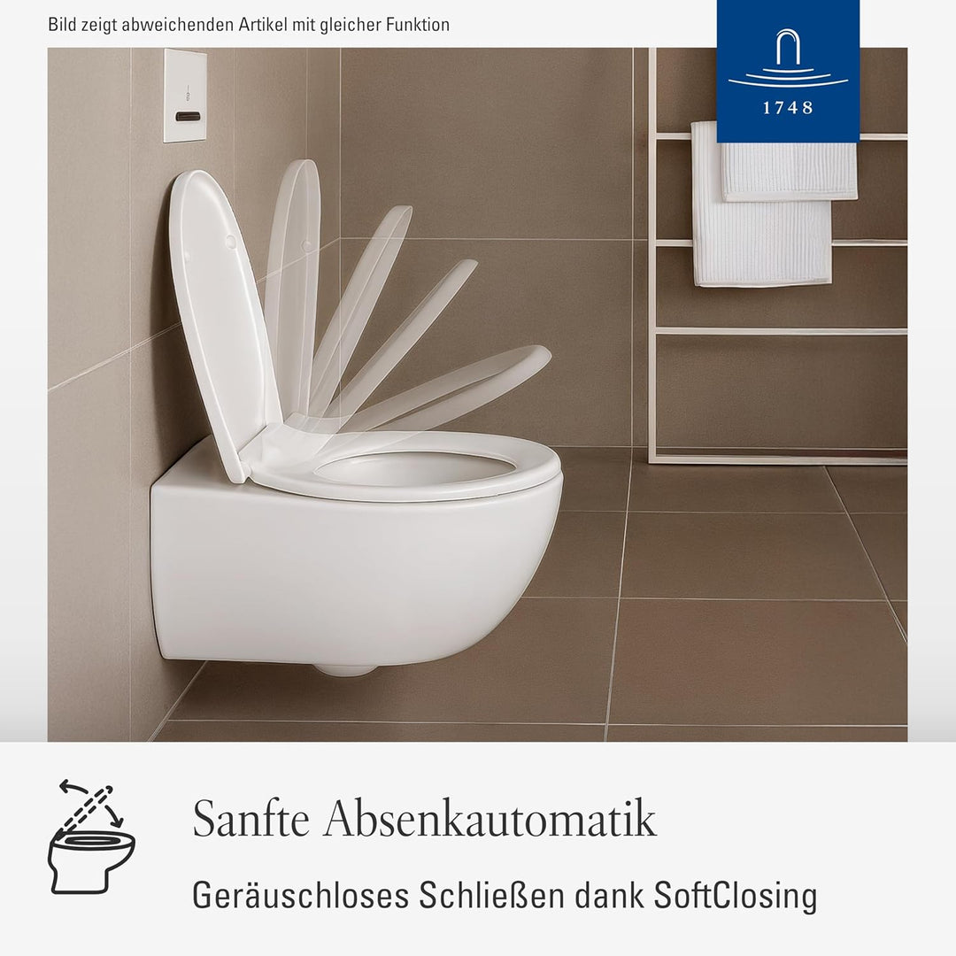Villeroy & Boch WC-Sitz O.novo - Toilettendeckel Weiss glänzend mit Absenkautomatik - Abnehmbarer, b