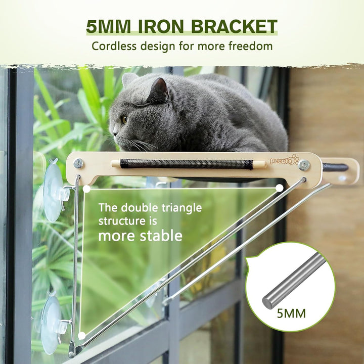 Katzen Fensterplätze (bis 15 kg), Katzen Fensterliege, Katzenhängematte für Katzen mit Massivholz un