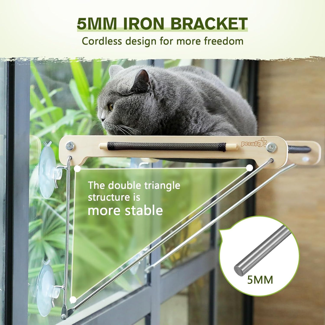 Katzen Fensterplätze (bis 20 kg), Katzen Fensterliege, Katzenhängematte für Katzen mit Massivholz un
