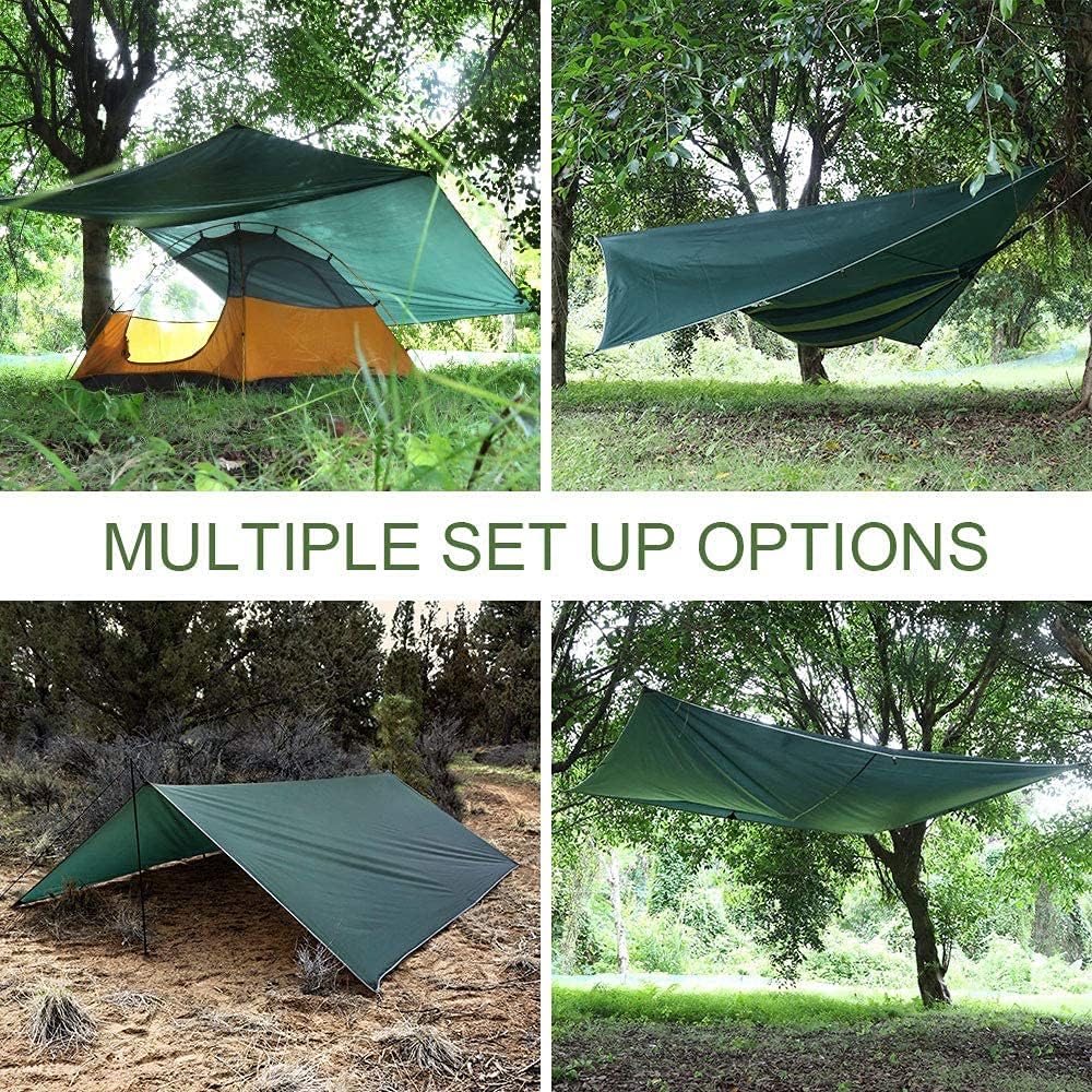 Bessport Zeltplane, Camping Zelt Tarp 3m x 3m/3m x 4m Wasserdicht PU3000 mm Tarp für Hängematte, mit