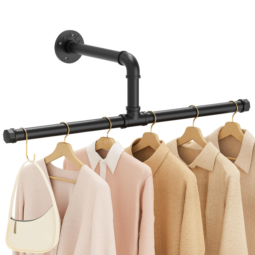 Yawinhe Industrierohr Kleiderstangen, 51cm Kleiderständer für die Wand, Rustikale Kleideraufbewahrun