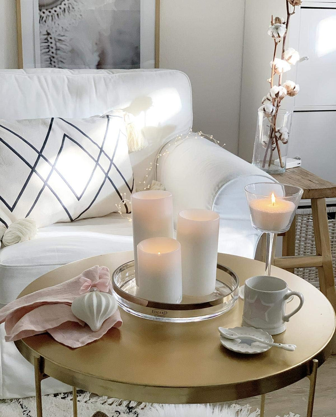 EDZARD Teelichthalter Corneliius (Ø 8 cm, H 18 cm) Teelicht tiefliegend - Kerzenständer Weiss für Te