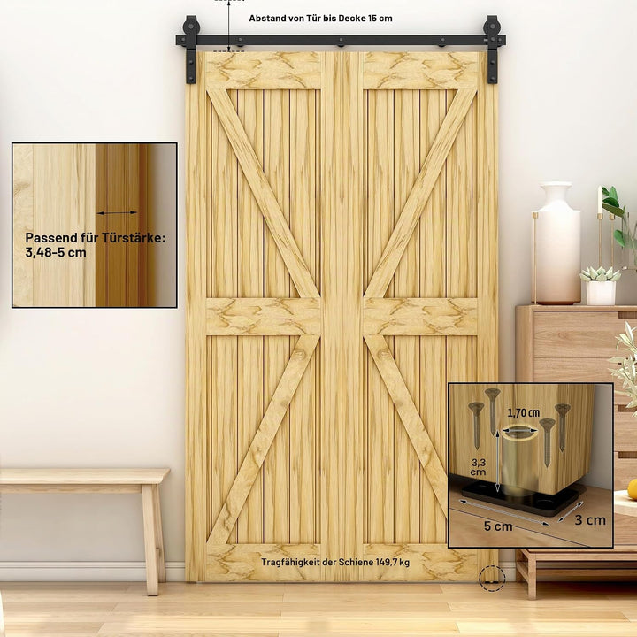 QINAIXQM 76,2 cm / 2,5 FT Bi-Faltschiebetür-Hardware-Kit Schrankschienenrollenzubehör anwendbar für