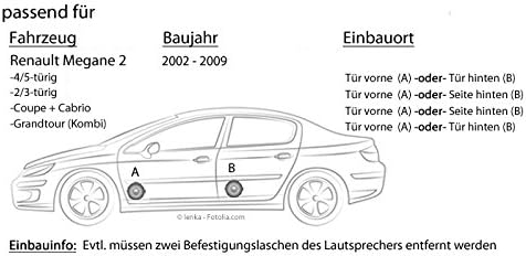 Lautsprecher Einbauset passend mit Kenwood KFC-S1356-13cm Koax Auto Einbauzubehör für Renault Megane