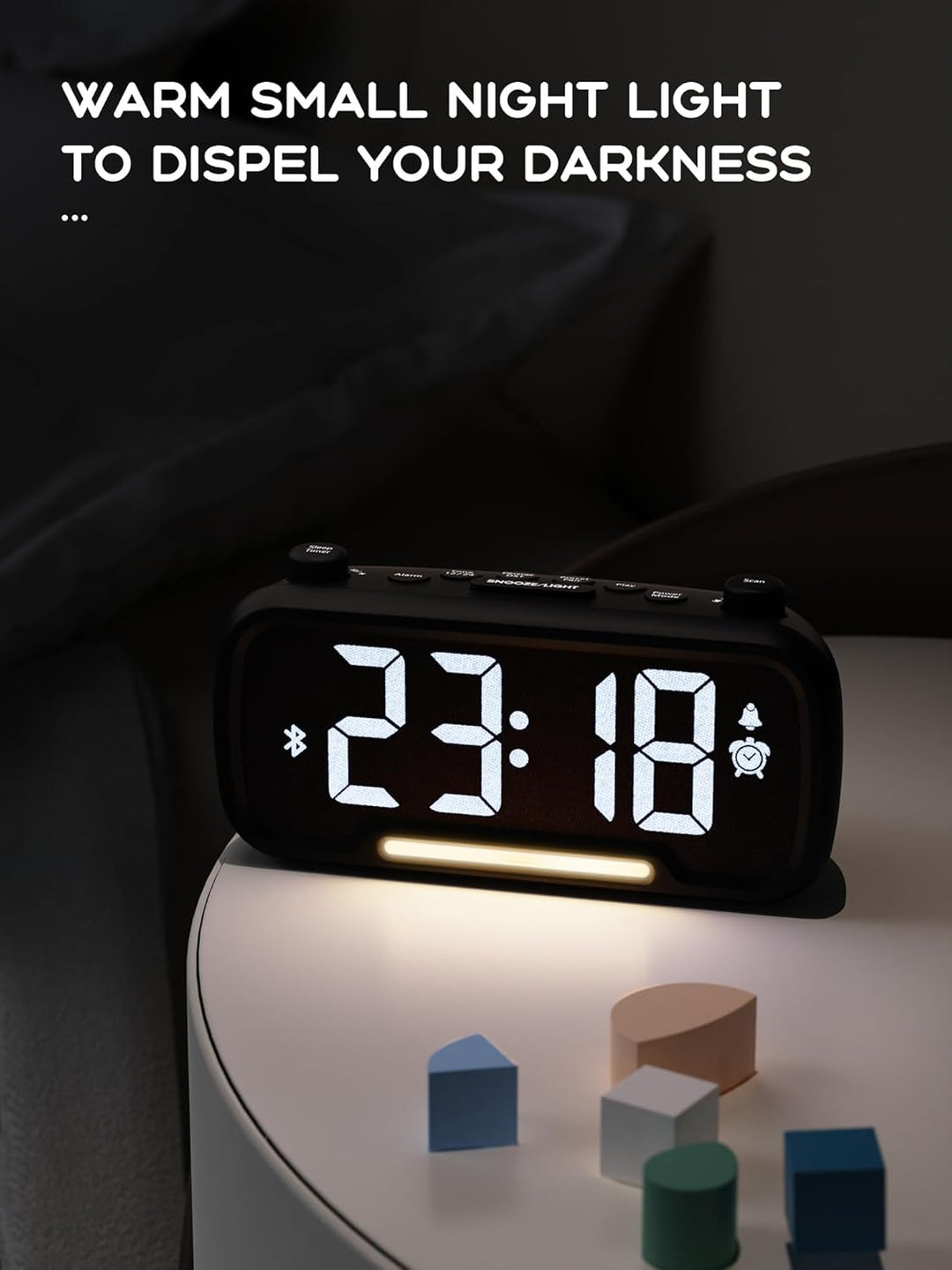 Radiowecker mit Bluetooth-Lautsprecher, Digitaler Wecker mit Typ-C Ladeanschluss, Nachtlicht, Snooze
