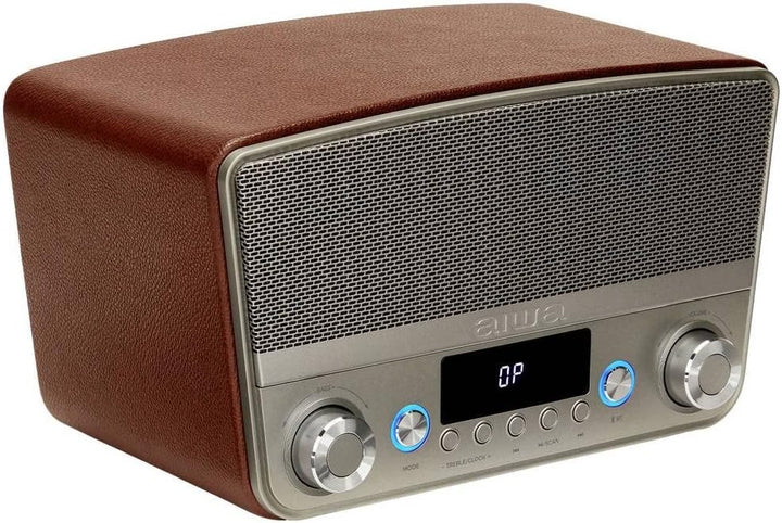 Aiwa BSTU-750BR Kompakter Lautsprecher im Vintage-Stil (Aktiv, Stereo, 50 W RMS, Bluetooth, optische