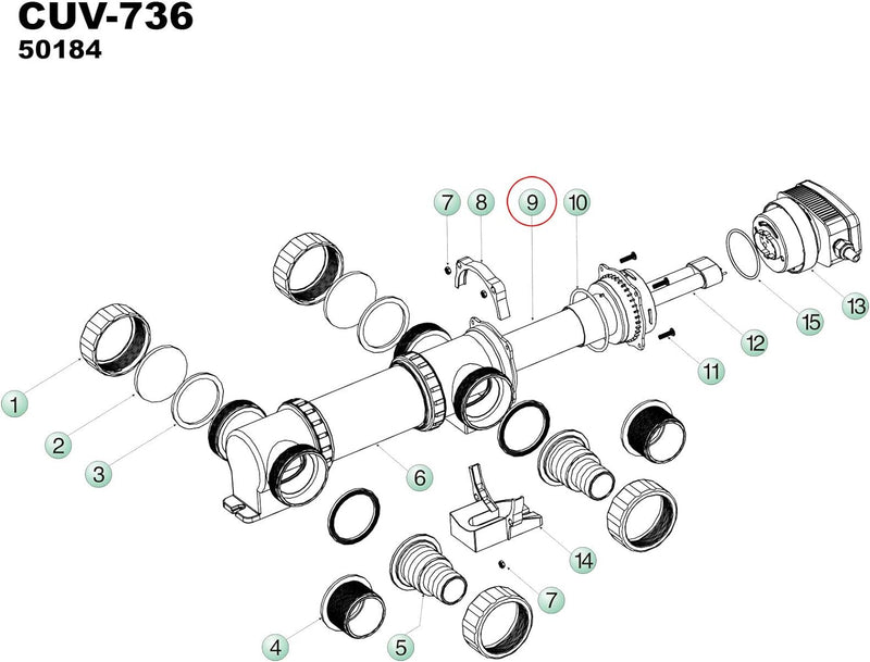 SunSun Ersatzteil Teichklärer CUV-336 Quarzglashülse