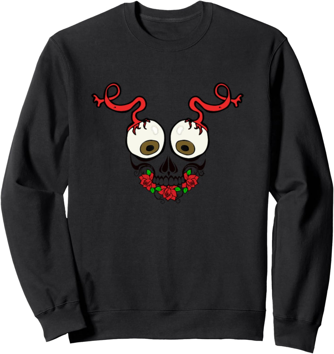 Totenmaske Gesicht Rote Rosen Halloween Geschenke Sweatshirt