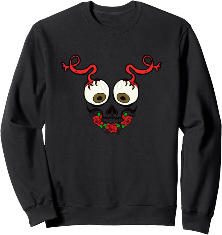 Totenmaske Gesicht Rote Rosen Halloween Geschenke Sweatshirt