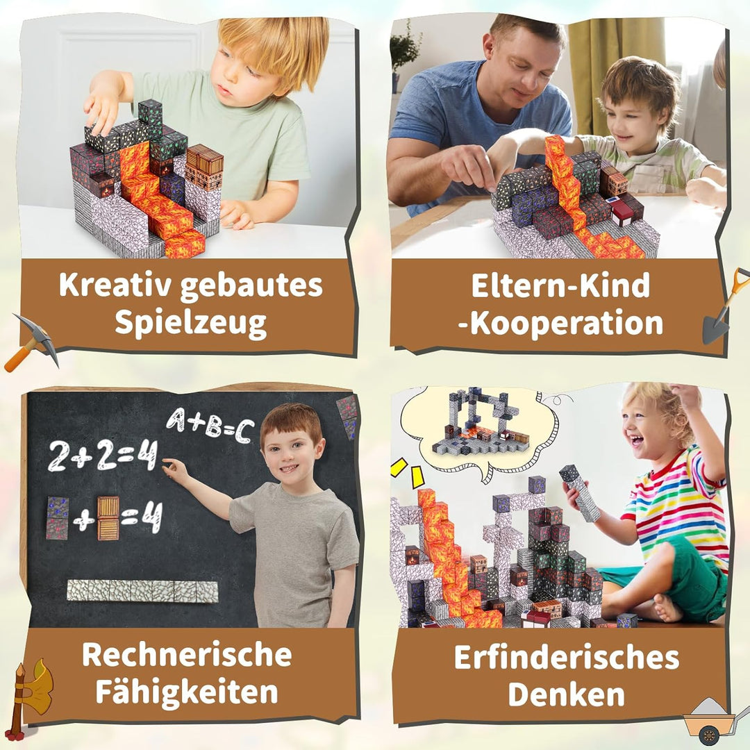 Ulikey Magnetische Bausteine, 80 Stück Magnetic Building Cubes 2.5CM Magnetische Würfel Set Bergwerk