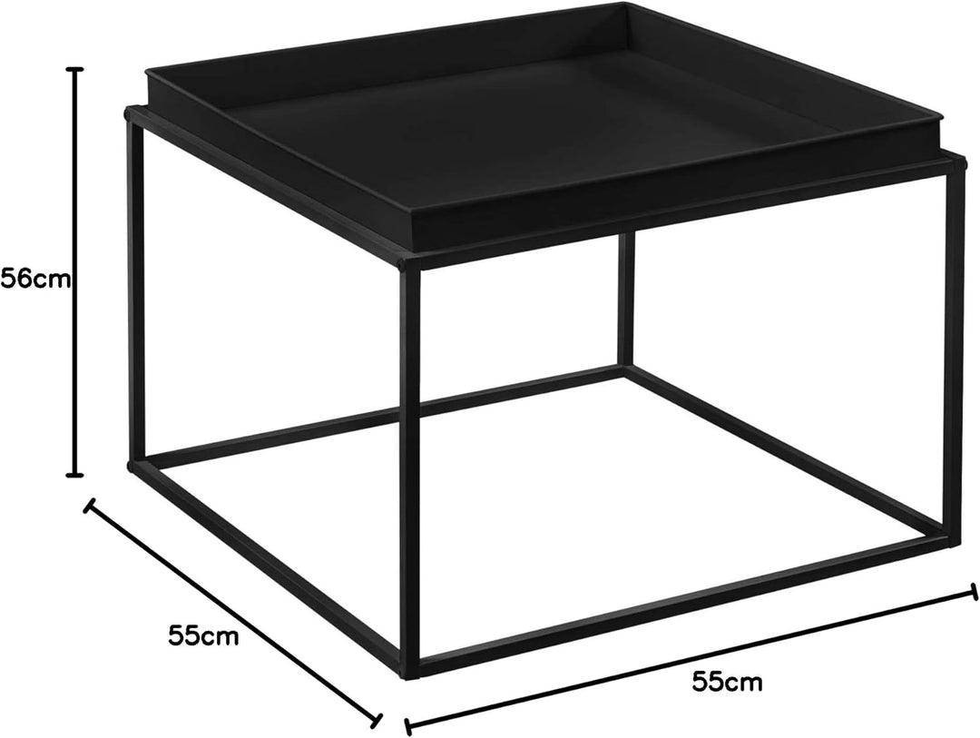 [en.casa] 2er Set Tabletttisch Schwarz mit Abnehmbaren Servierplatten Beistelltisch Set Serviertisch
