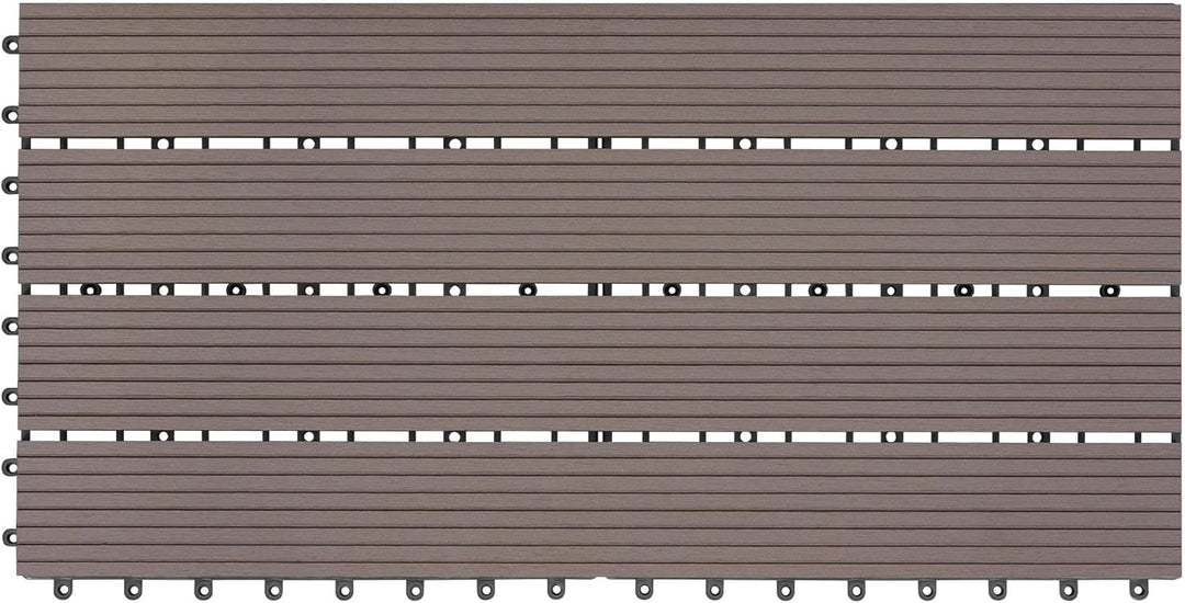WOLTU WPC Fliese, Terrassenfliesen Holz-Optik, Bodenbelag mit Klicksystem, 30 x 60 cm, Braun (12 Stü