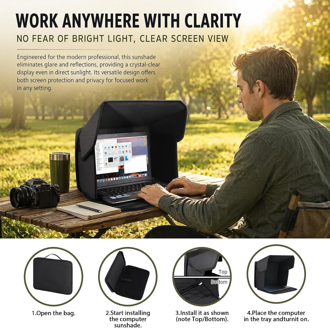 Universal Laptop Sonnenschutz, Sichtschutzhaube, Laptopzelt, Blendschutz für Bildschirm, Laptop Sonn