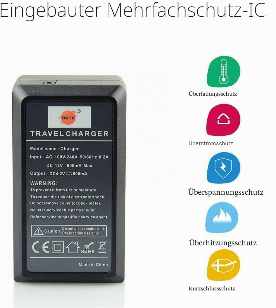 DSTE®（2 Pack） Ersatz Batterie und DC144E Reise Ladegerät Compatible für Panasonic DMW-BCL7 Lumix DMC