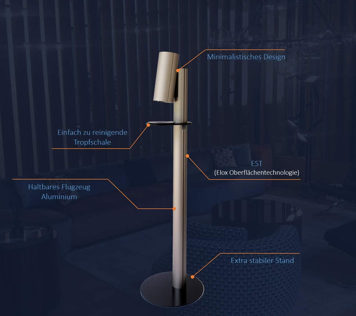 PureDiCo kabelloser Desinfektionständer mit Sensor I Desinfektionsständer kontaktlos I Desinfektions