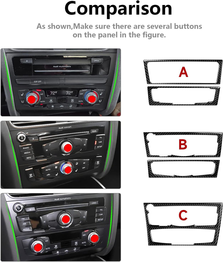 Auto CD Panel Aufkleber Klimaanlage Volume Panel Control Frame Trim Kompatibel mit Audi A4 B8 A5 S4