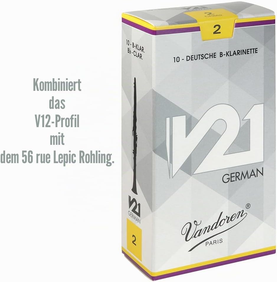 Vandoren CR862 V21 German Klarinetten Blätter, 10 Einheiten, Stärke 2 Strength : 2, Strength : 2