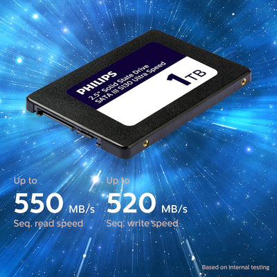 PHILIPS Interne SSD 2.5" SATA III 1 TB S130 Ultra Speed, Lesegeschwindigkeit bis zu 550 MB/s 1 TB Sa